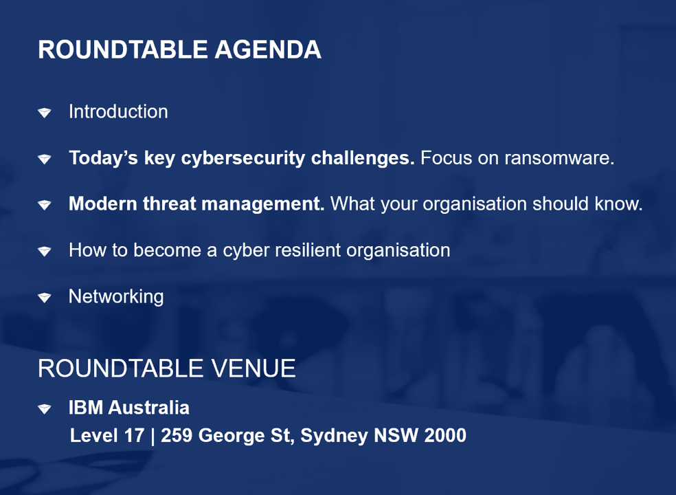 Security Round Table Agenda